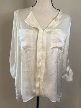 Rebellious One semi sheer off white/cream top semi sheer M